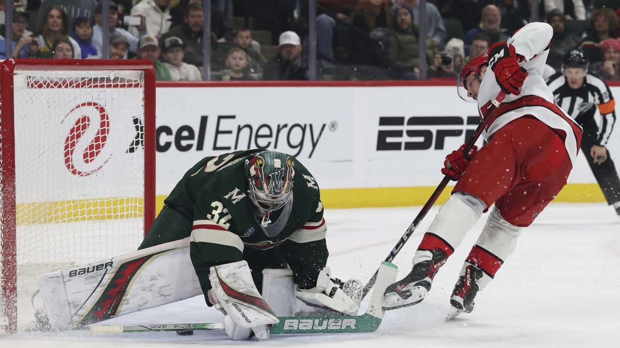 Gustavsson makes 38 saves and Wild hang on to earn 2-1 win over Hurricanes