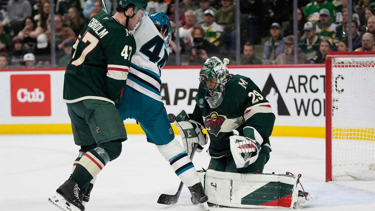 Eriksson Ek, Kaprizov return to lead the Wild past the Sharks, 8-7 in overtime