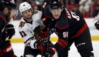 Mikko Rantanen trying to fit in with the Carolina Hurricanes