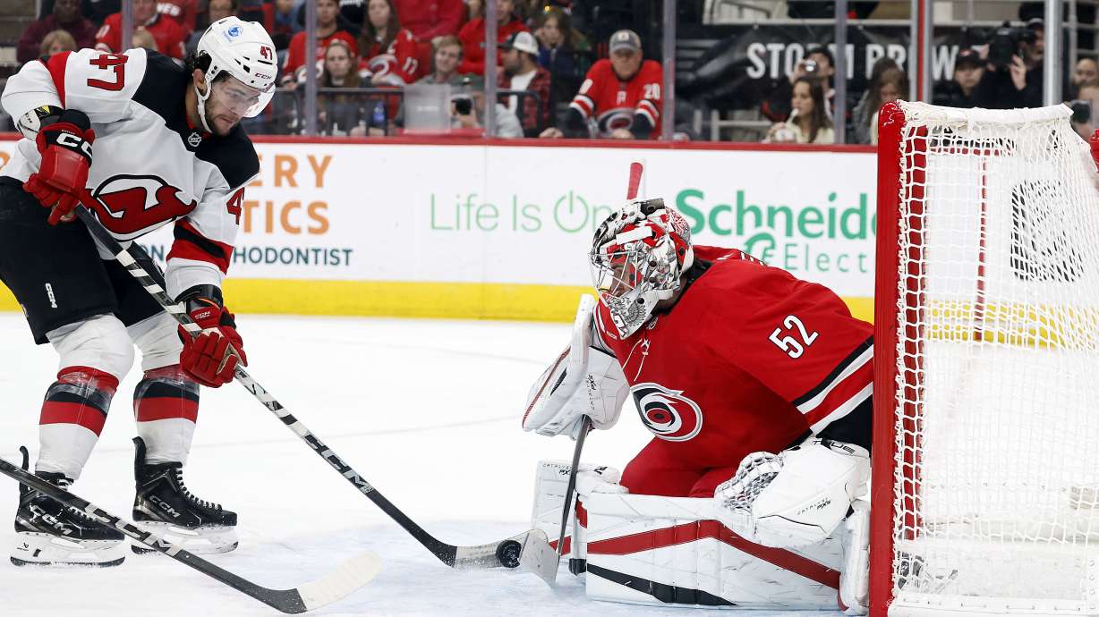 Jackson Blake and Pyotr Kochetkov power the Hurricanes to a 4-2 win over the Devils