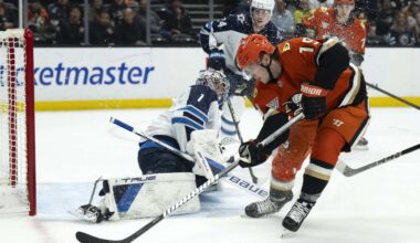 Troy Terry gets the last-minute winner in the Ducks' late rally to stun NHL-best Winnipeg 3-2