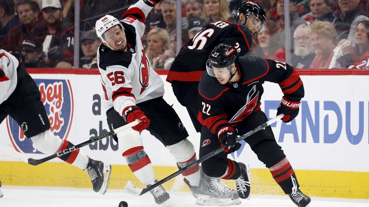 Aho's blast pushes Hurricanes past Devils 5-4 in double OT to advance in Stanley Cup Playoffs