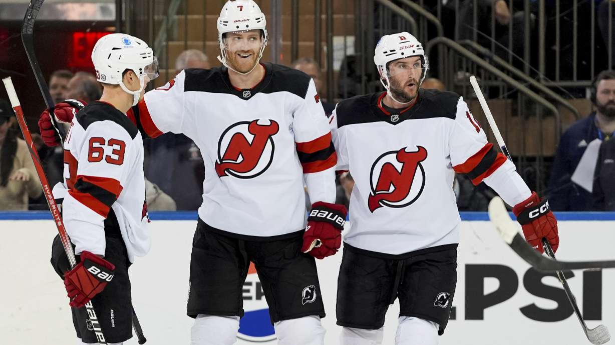 Jesper Bratt has goal and 3 assists, Jack Hughes scores 2 as Devils beat reeling Rangers 5-1