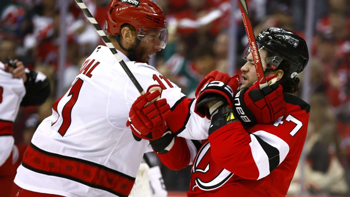 Simon Nemec scores in 2nd OT to lift Devils past Hurricanes 3-2 in Game 3