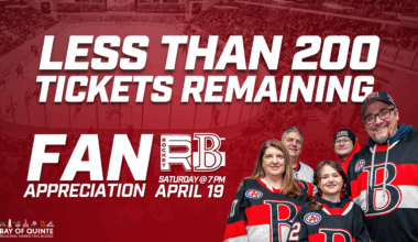 Less than 200 tickets remaining for 2025 Fan Appreciation Night presented by Bay of Quinte Regional Marketing Board – Belleville Sens