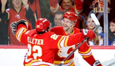 Huberdeau’s 3 points help Flames to 5-2 win over Sabres