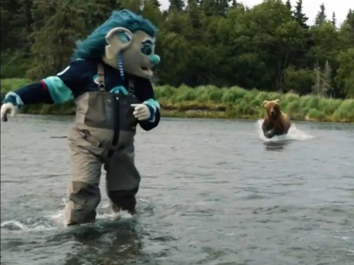 Seattle Kraken player and mascot chased by bear while filming fishing video