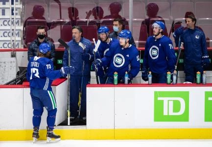 (From L to R): Former Vancouver Canucks Tyler Toffoli, J.T. Miller, Bo Horvat Zack MacEwen. (From L to R): Former Vancouver Canucks Tyler Toffoli, J.T. Miller, Bo Horvat Zack MacEwen.
