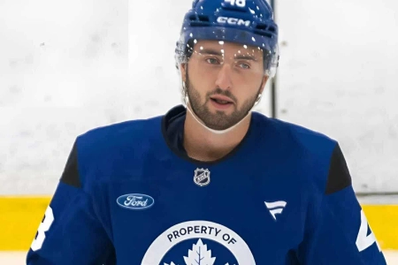 Jacob Frasca skates during Maple Leafs development camp.