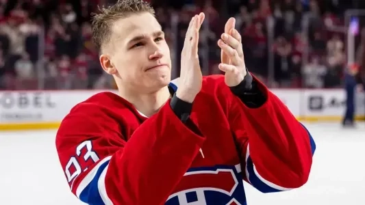 Montreal Canadiens' Ivan Demidov seen clapping