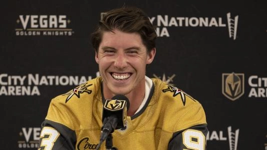Former Toronto Maple Leafs forward Mitch Marner is all smiles at a news conference after signing with the Vegas Golden Knights Former Toronto Maple Leafs forward Mitch Marner is all smiles at a news conference after signing with the Vegas Golden Knights