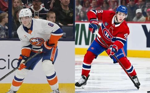 Photo of Lane Hutson and Noah Dobson Photo of Lane Hutson and Noah Dobson