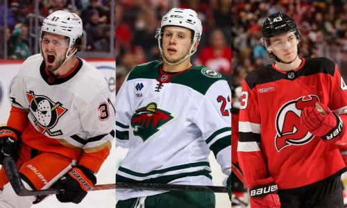 Mason McTavish, Marco Rossi, and Luke Hughes