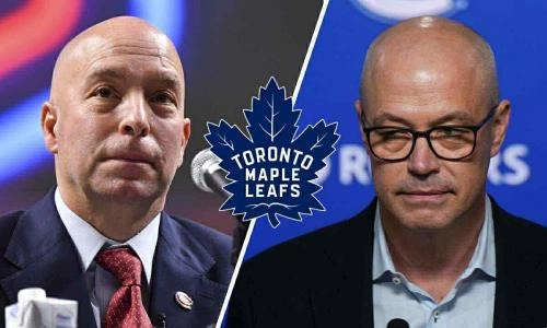 Montreal Canadiens GM Kent Hughes (left) and Vancouver Canucks GM Patrik Allvin