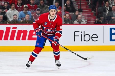 Apr 14, 2025; Montreal, Quebec, CAN; Montreal Canadiens right wing Ivan Demidov (93) tracks the play against the Chicago Blackhawks in the second period at Bell Centre. Mandatory Credit: David Kirouac-Imagn Images Apr 14, 2025; Montreal, Quebec, CAN; Montreal Canadiens right wing Ivan Demidov (93) tracks the play against the Chicago Blackhawks in the second period at Bell Centre. Mandatory Credit: David Kirouac-Imagn Images