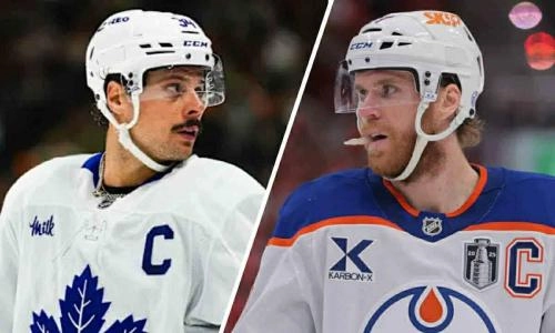 Maple Leafs captain Auston Matthews (left) and Edomonton Oilers captain Connor McDavid (right)