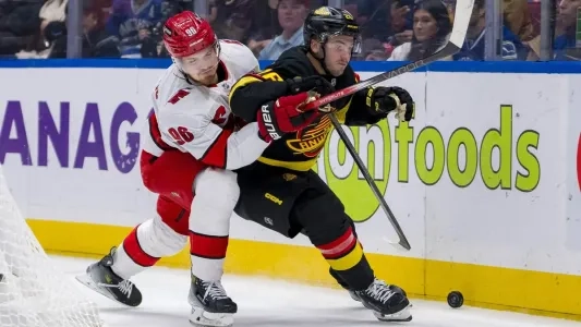Carolina Hurricanes' Jack Roslovic plays against the Vancouver Canucks Carolina Hurricanes' Jack Roslovic plays against the Vancouver Canucks