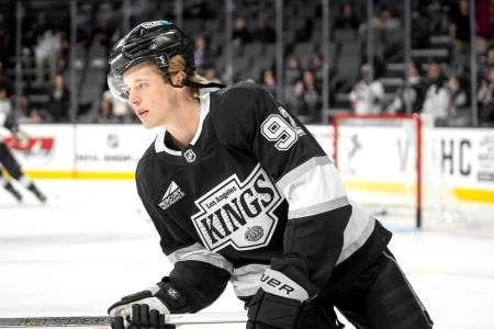 Brandt Clarke with the Los Angeles Kings.