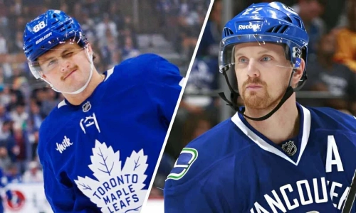 Toronto Maple Leafs forward William Nylander (left) and former Vancouver Canucks forward Daniel Sedin (right).