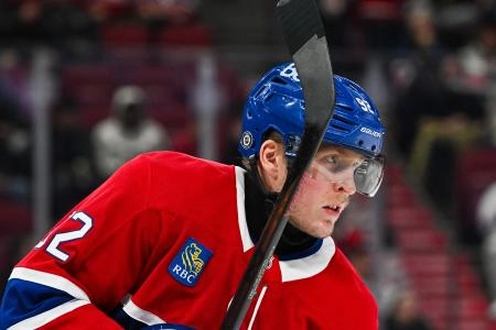 Dec 5, 2024; Montreal, Quebec, CAN; Montreal Canadiens right wing Patrik Laine (92) looks on against the Nashville Predators during the second period at Bell Centre. Mandatory Credit: David Kirouac-Imagn Images