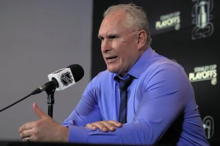 May 18, 2025; Toronto, Ontario, CAN; Toronto Maple Leafs head coach Craig Berube during the post game media conference following the game seven loss in the second round of the 2025 Stanley Cup Playoffs against the Florida Panthers at Scotiabank Arena. Mandatory Credit: John E. Sokolowski-Imagn Images May 18, 2025; Toronto, Ontario, CAN; Toronto Maple Leafs head coach Craig Berube during the post game media conference following the game seven loss in the second round of the 2025 Stanley Cup Playoffs against the Florida Panthers at Scotiabank Arena. Mandatory Credit: John E. Sokolowski-Imagn Images