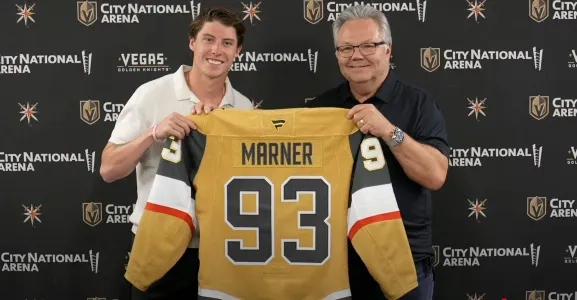 Former Maple Leafs forward Mitch Marner with the Golden Knights