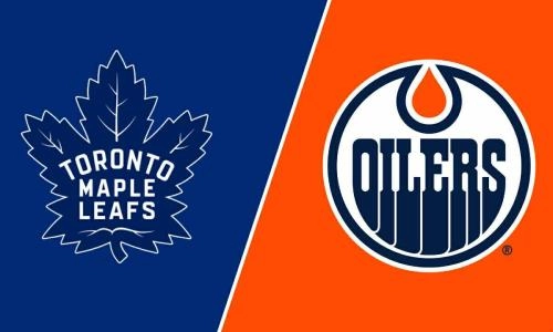 Toronto Maple Leafs (left) and Edmonton Oilers logo (right)