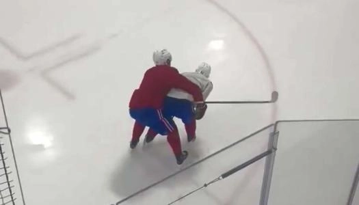 Photo of Ivan Demidov and Kirby Dach in Brossard Photo of Ivan Demidov and Kirby Dach in Brossard