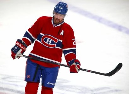 Nov 30, 2013; Montreal, Quebec, CAN; Montreal Canadiens defenseman Josh Gorges (26) before the game against Toronto Maple Leafs at Bell Centre