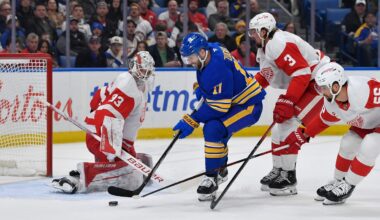 Wings goalie Cossa wins NHL debut in shootout vs. Sabres