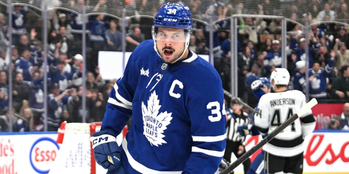 Auston Matthews skating for the Toronto Maple Leafs
