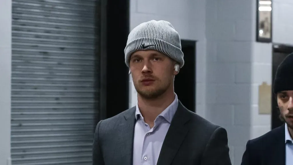 Elias Pettersson of the Vancouver Canucks arrive at the arena for a game against the Ottawa Senators at Canadian Tire Centre on November 09, 2023 in Ottawa, Ontario, Canada