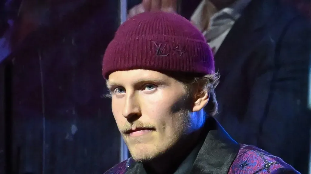 Patrik Laine #92 of the Montreal Canadiens is seen in crutches as he is introduced during the pre-game ceremony against the Toronto Maple Leafs at the Bell Centre on October 9, 2024 in Montreal, Quebec, Canada. The Montreal Canadiens defeated the Toronto Maple Leafs 1-0.