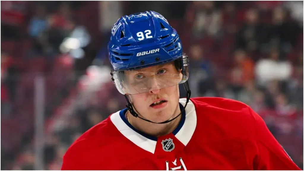 Patrik Laine #92 of the Montreal Canadiens skates during warmups prior to the game against the Toronto Maple Leafs at the Bell Centre on January 18, 2025 in Montreal, Quebec, Canada.