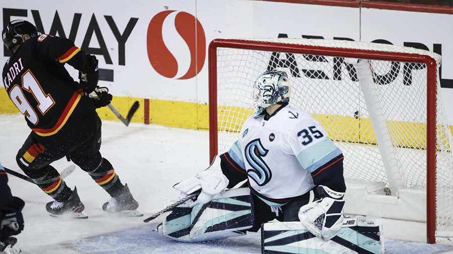 Calgary Flames OT game-winner Seattle Kraken 2025...