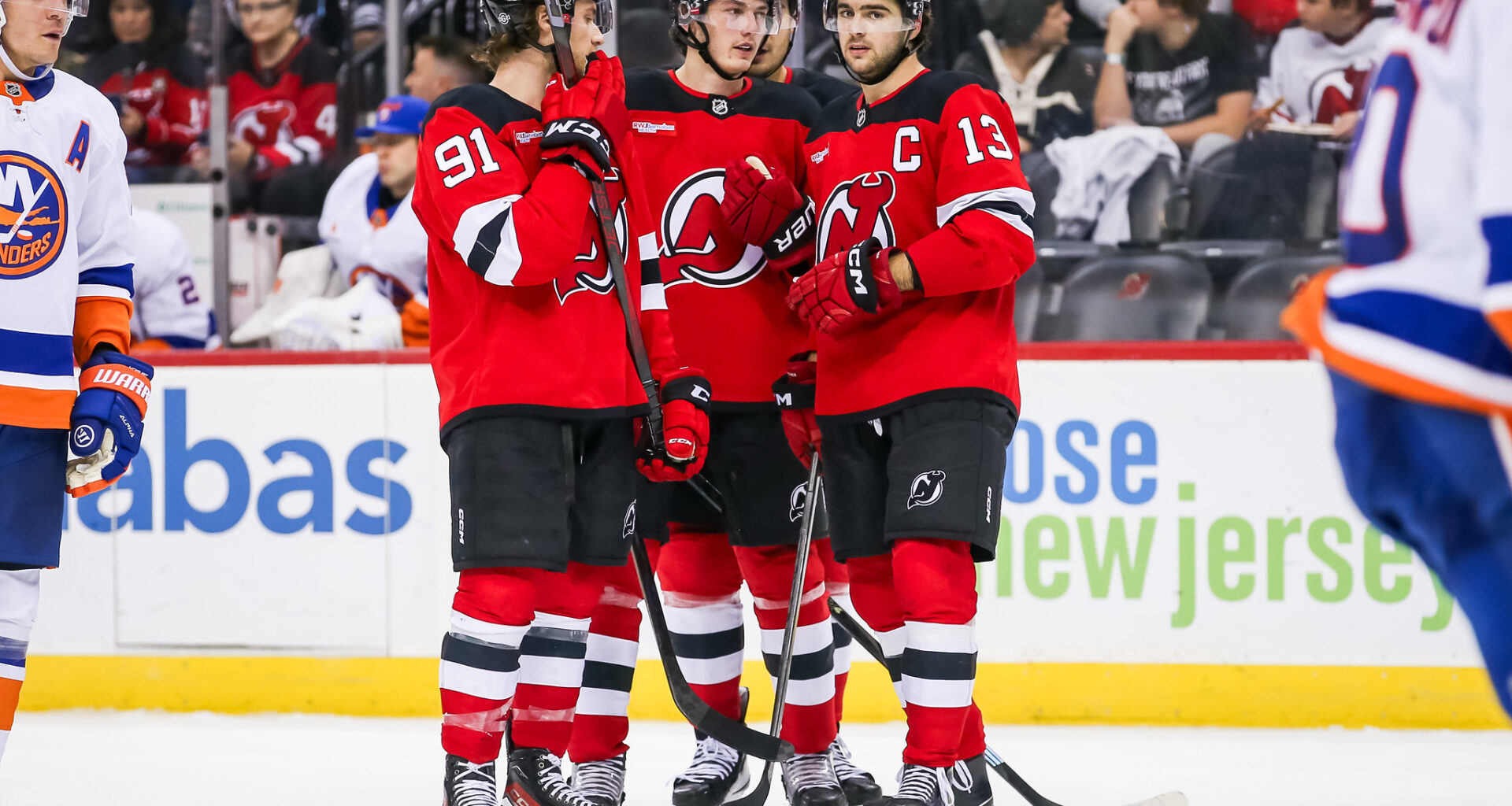 Dawson Mercer Luke Hughes Nico Hischier New Jersey Devils