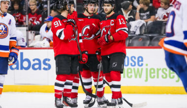 Dawson Mercer Luke Hughes Nico Hischier New Jersey Devils
