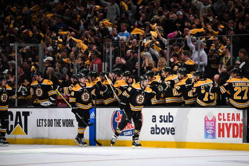 Image shows the new Boston Bruins logo ahead of the new season