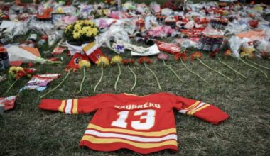 Memorial for Johnny Gaudreau outside Calgary’s Saddledome being removed as 13-day observance ends