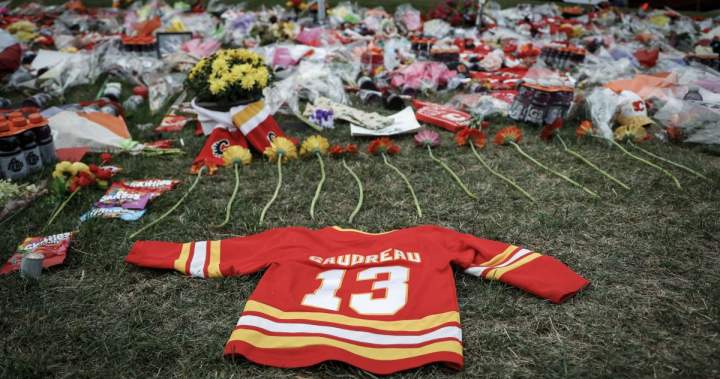 Memorial for Johnny Gaudreau outside Calgary’s Saddledome being removed as 13-day observance ends