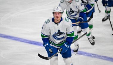Vancouver Canucks forward Brock Boeser against the San Jose Sharks