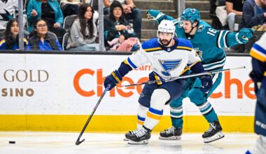 Nick Leddy skates against the San Jose Sharks.