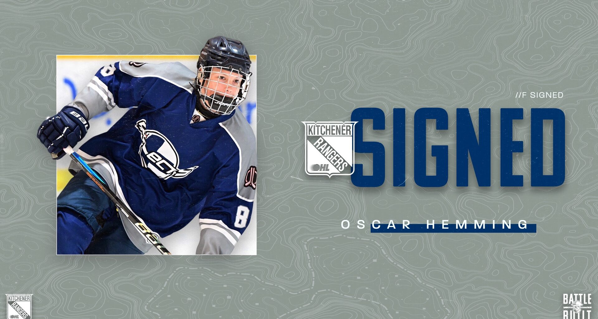 Press Release: Kitchener Rangers Announce Signing of Oscar Hemming