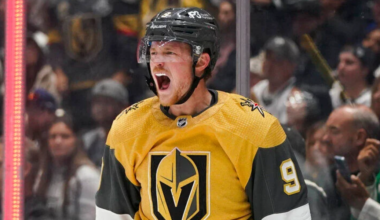 Jack Eichel skating for the Vegas Golden Knights