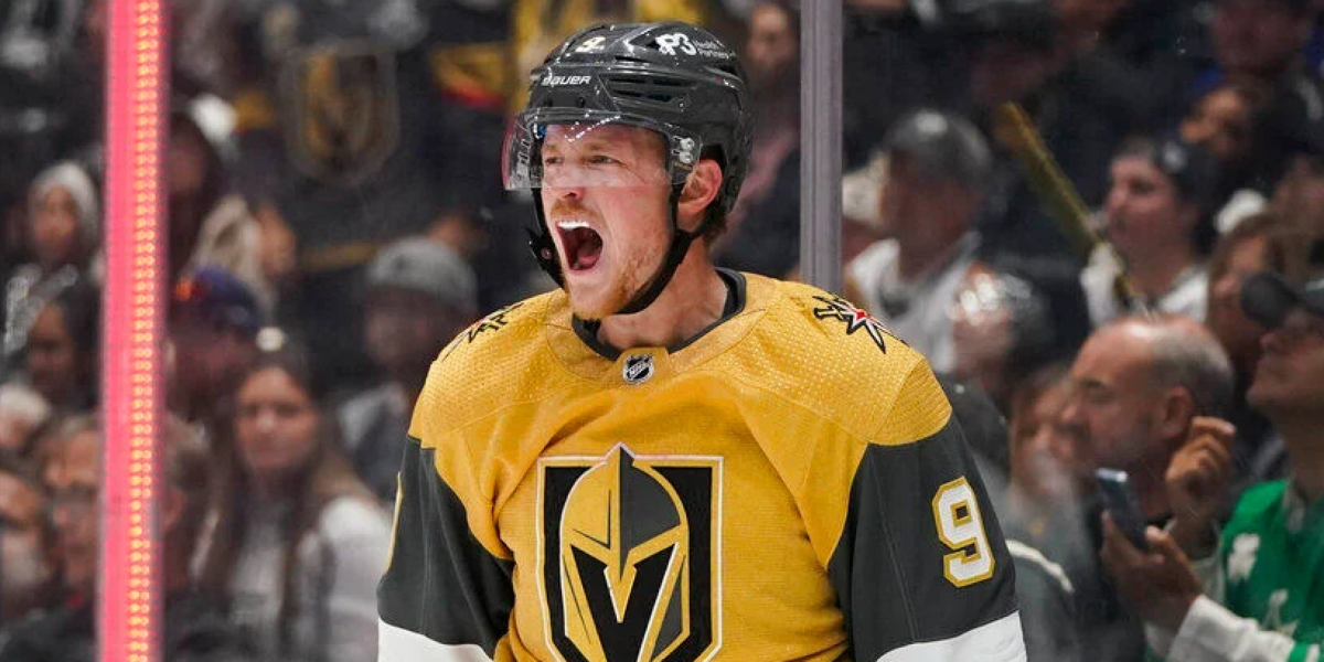Jack Eichel skating for the Vegas Golden Knights