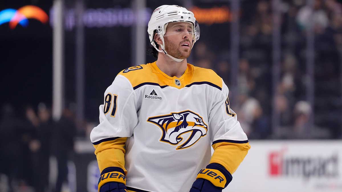 Nashville Predators center Jonathan Marchessault (81) skates against the Anaheim Ducks during the third period at Honda Center.