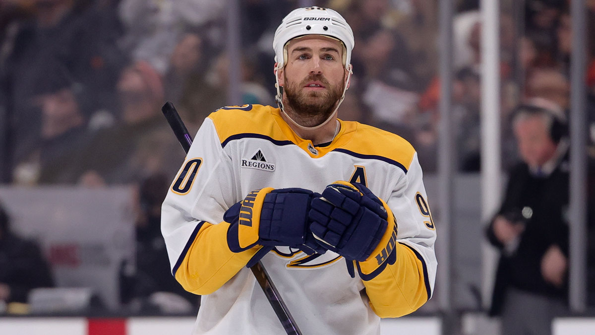 Nashville Predators center Ryan O'Reilly (90) skates against the Anaheim Ducks during the third period at Honda Center.