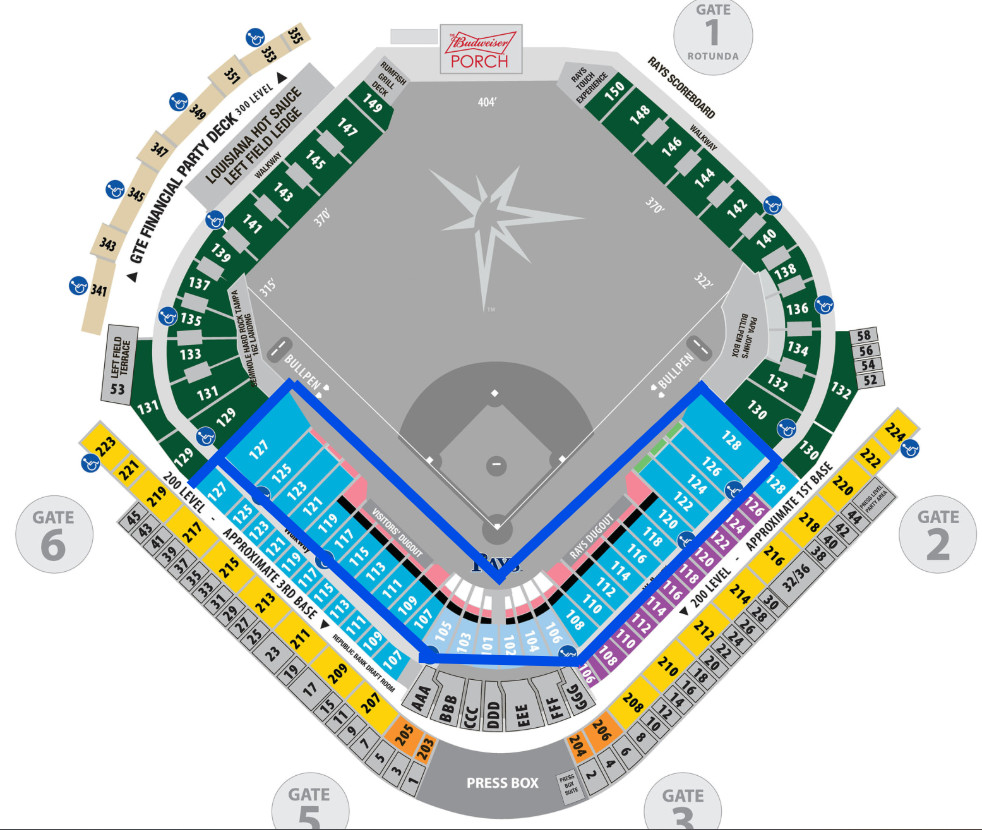 Recommended seats of Tropicana Field