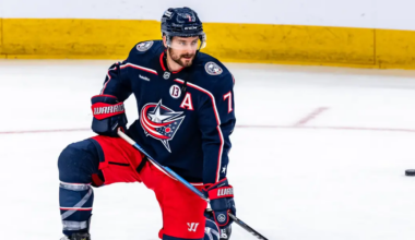 Sean Kuraly 'A' of the Columbus Blue Jackets