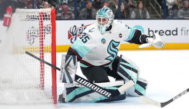 Seattle Kraken goalie Joey Daccord 2025...